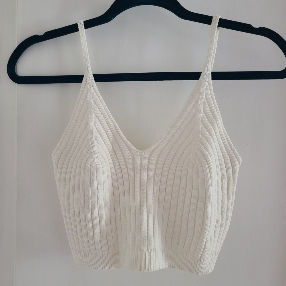 Free People White Knit Camisole Top